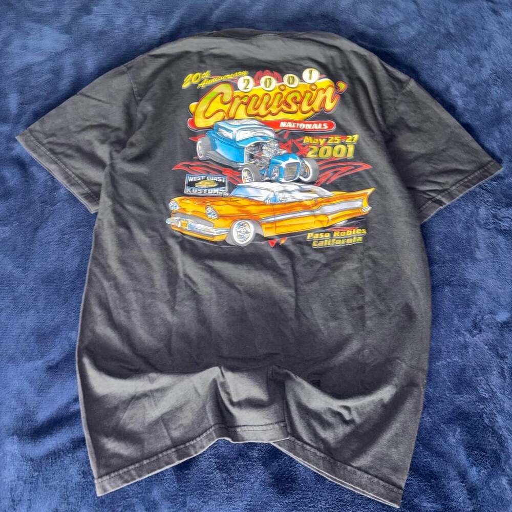 Hanes Cruisin Nationals 2001 Car Show T-Shirt Size M Black Cotton